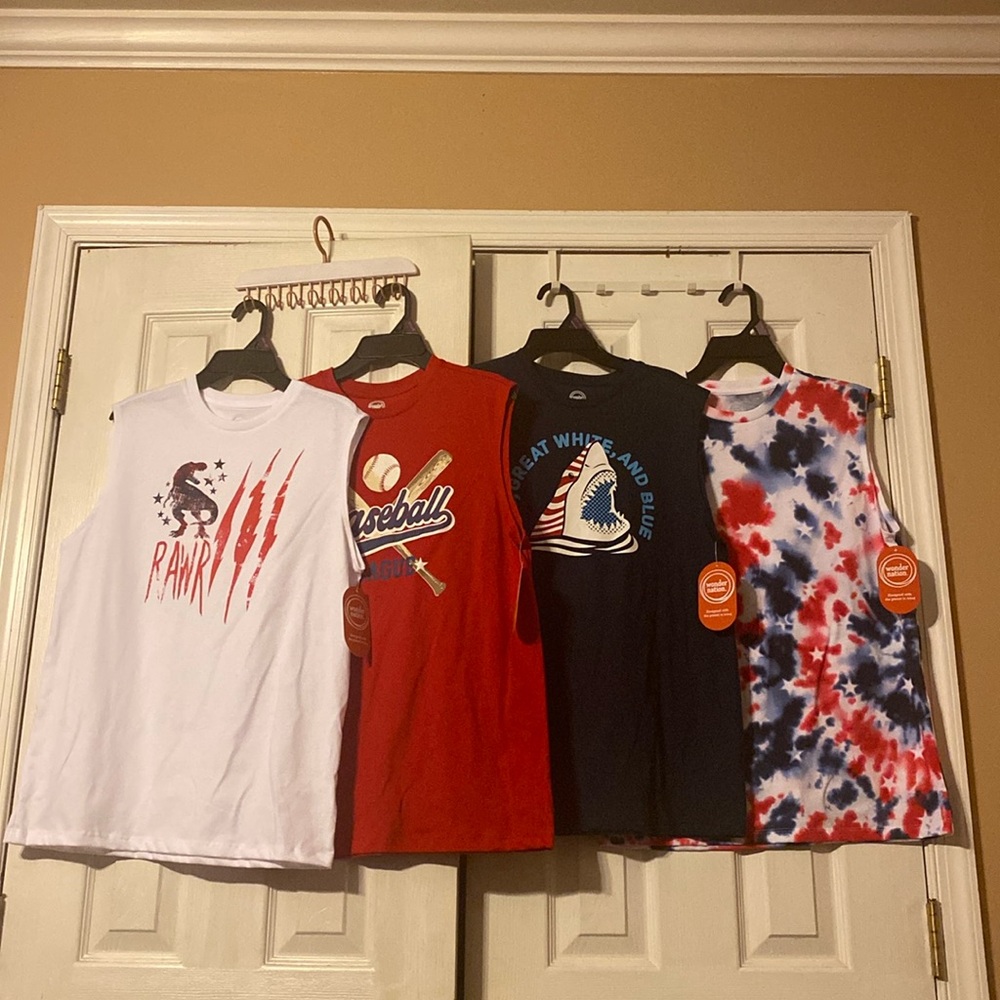 Wonder Nation boys graphic Americana muscle tanks; size: XXL(18)